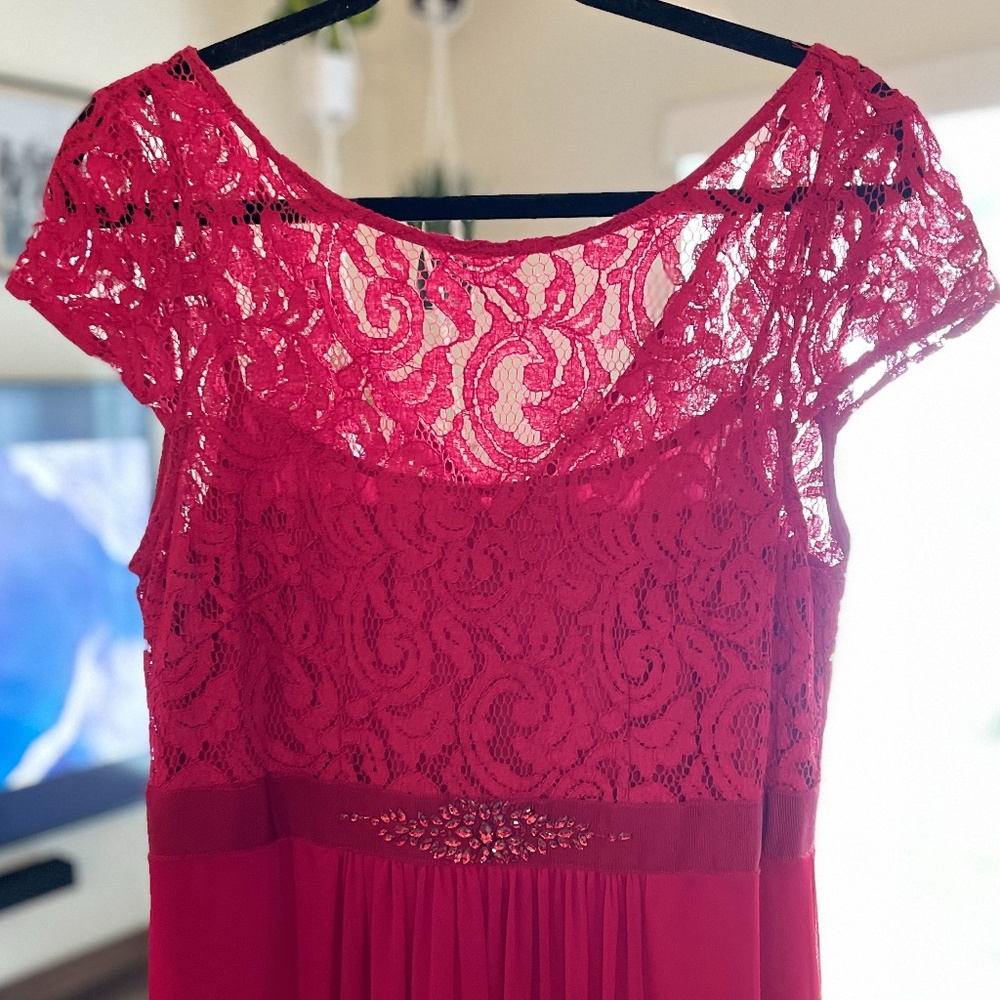 Adrianna Papell Red Lace Dress - Size 12